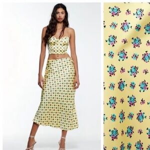 Zara Floral Yellow Skirt set